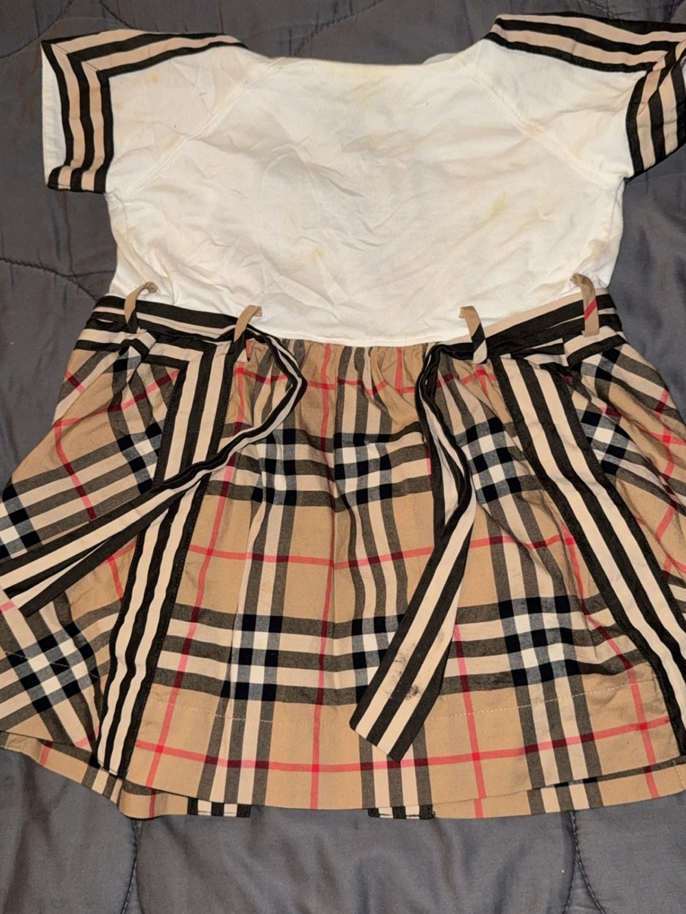 Burberry Girls Beige Plaid Skirted Dress